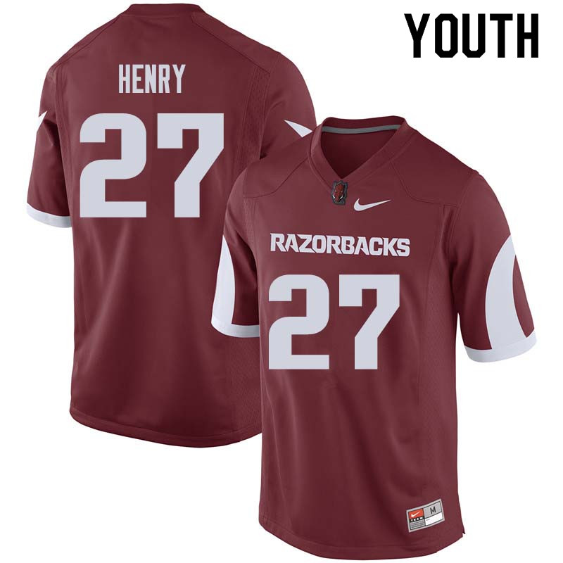 Youth #27 Hayden Henry Arkansas Razorback College Football Jerseys Sale-Cardinal